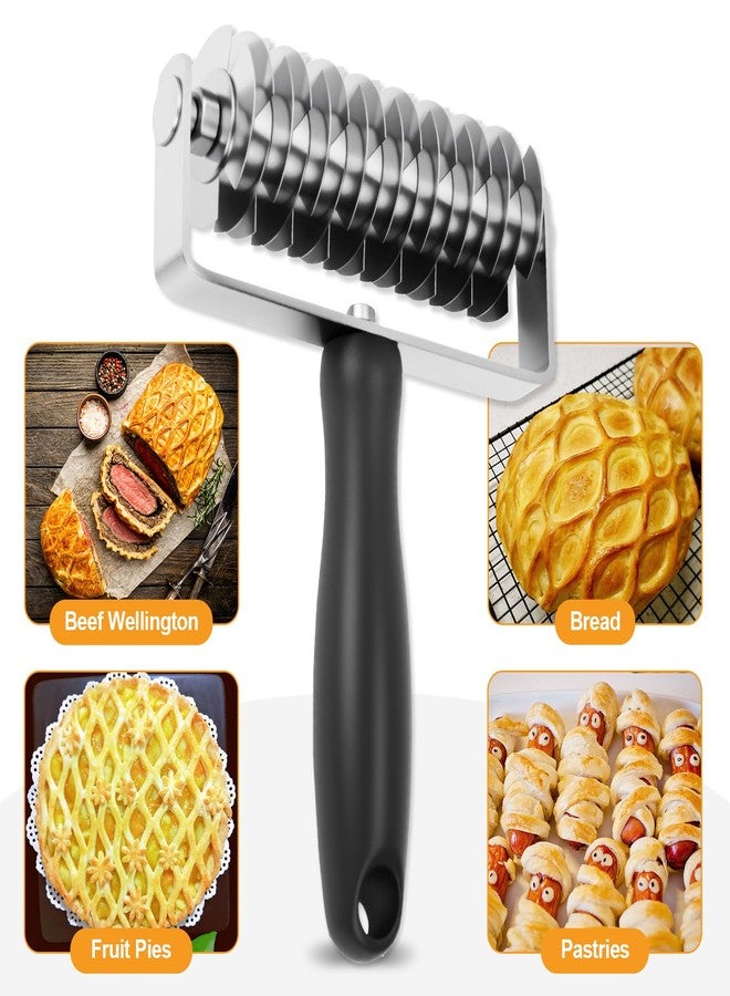 Ecavria قطاعة عجين شبكية من إيكافيرا، قطاعة عجين شبكية فاخرة من الفولاذ المقاوم للصدأ، أداة تقطيع معجنات احترافية لفطائر لحم ويلينغتون والخبز والكوكيز والبيتزا - Image 3