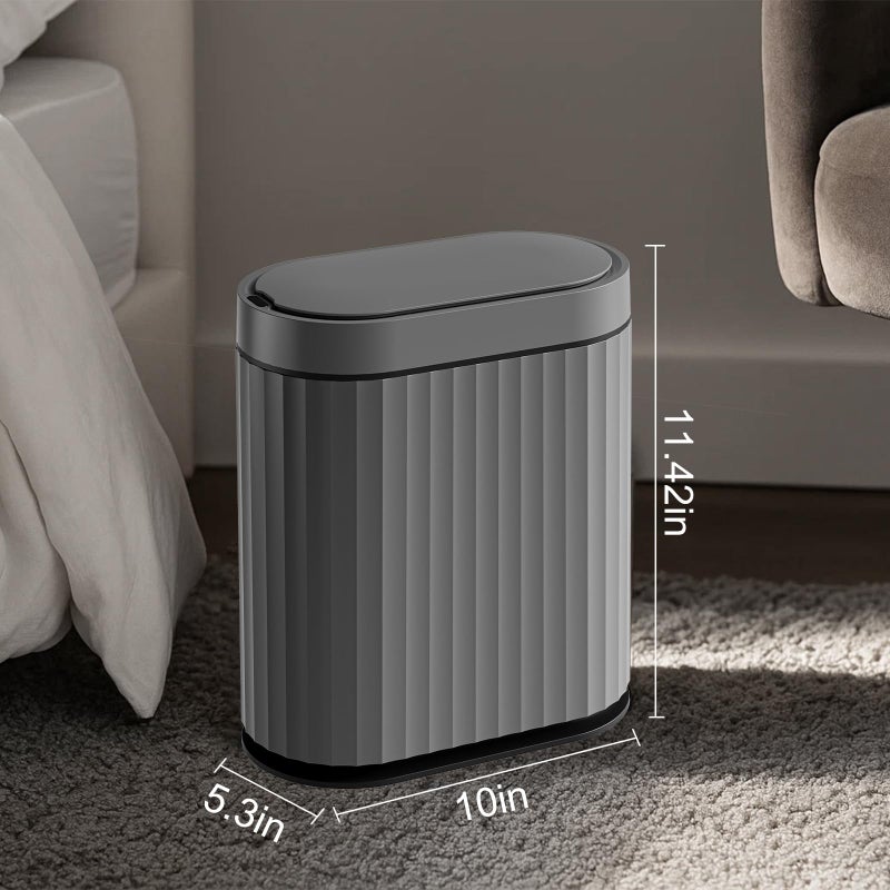 ELPHECO Bathroom Motion Sensor Trash can 2 Gallon Automatic Garbage Can, Slim Plastic Smart Trash Can with Lid, Commercial Intelligent Trash Bin for Bedroom, Bathroom, Office, Cement Grey - Image 2