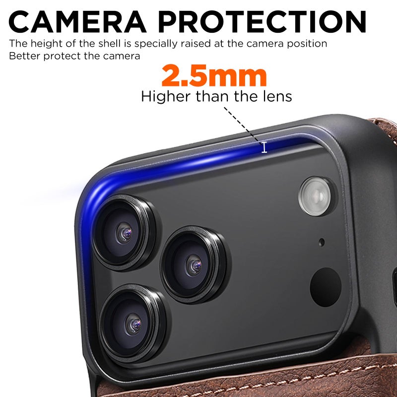 Suteni For Iphone 17 Pro Q05 2-In-1 Multi-Function Magsafe Wallet Litchi Leather Phone Case(Brown) - Image 4