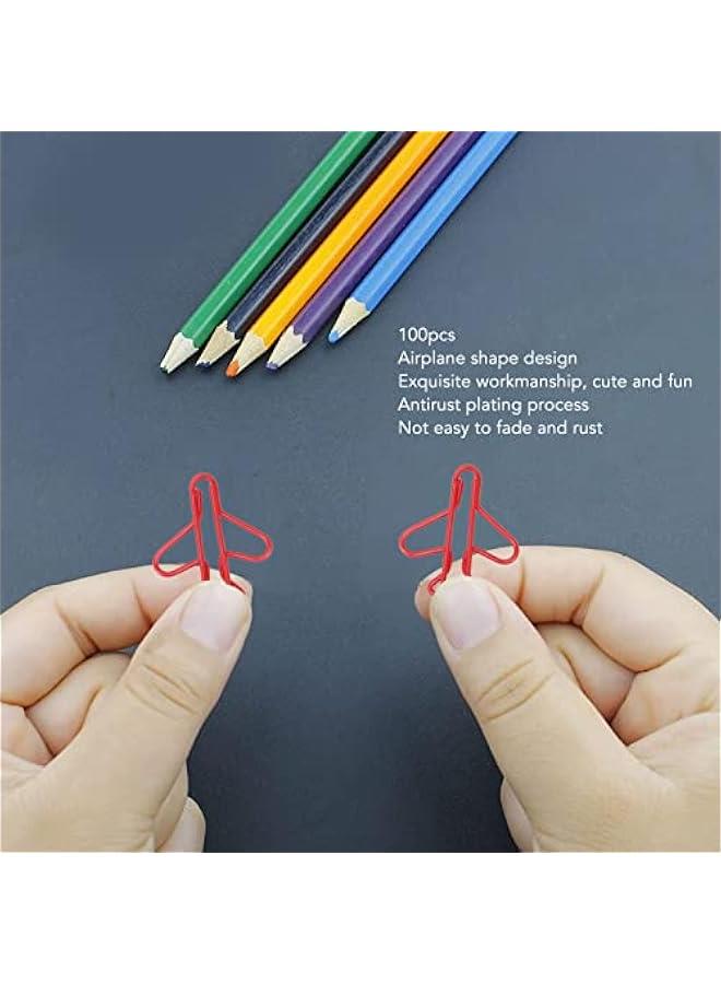مشابك ورقية للمكاتب، مشابك ورقية بتصميم طائرة لعمليات الديكور (أحمر) - Image 3