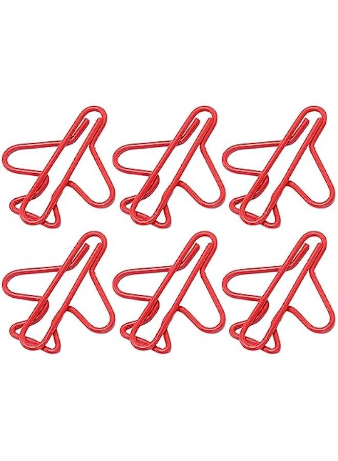 مشابك ورقية للمكاتب، مشابك ورقية بتصميم طائرة لعمليات الديكور (أحمر) - Image 2