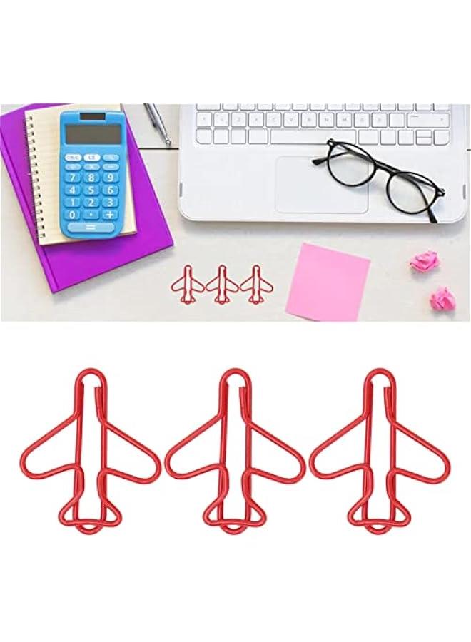 مشابك ورقية للمكاتب، مشابك ورقية بتصميم طائرة لعمليات الديكور (أحمر) - Image 4