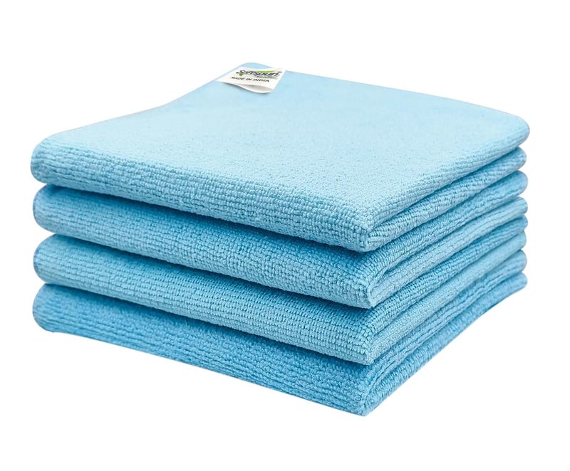SOFTSPUN Microfiber Cleaning Cloths 4pcs 30x40cms 220 GSM Sky Blue Highly Absorbent Lint and Streak Free Multi Purpose Wash Cloth for Kitchen Car Window Stainless Steel Silverware - Image 2