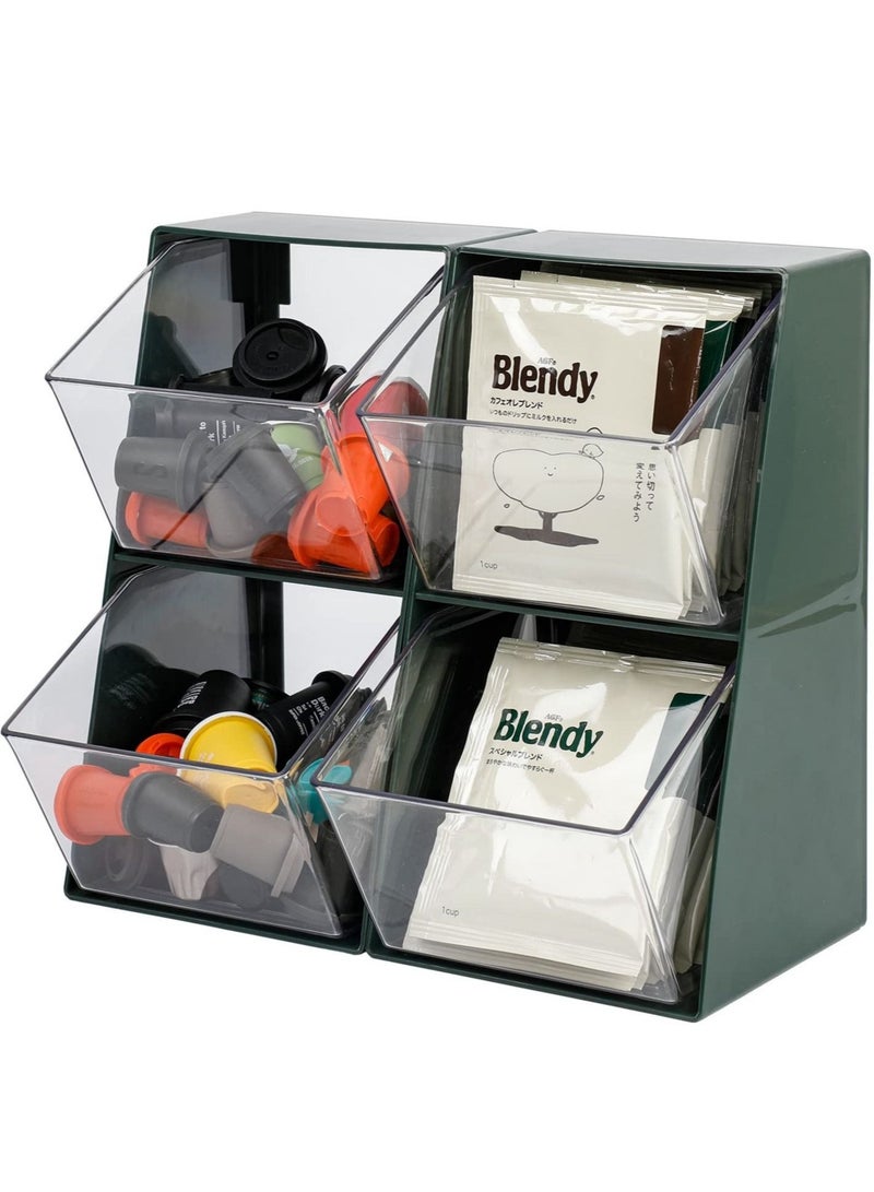 MIXDE 2 Pack Coffee Pod Holder, Plastic Coffee Bar Accessories and Organizer for K Cups, Tea Bags, Creamer, Sugar Bags, Capsule, Clear Coffee Station Storage for Home Office Counter  - Image 1