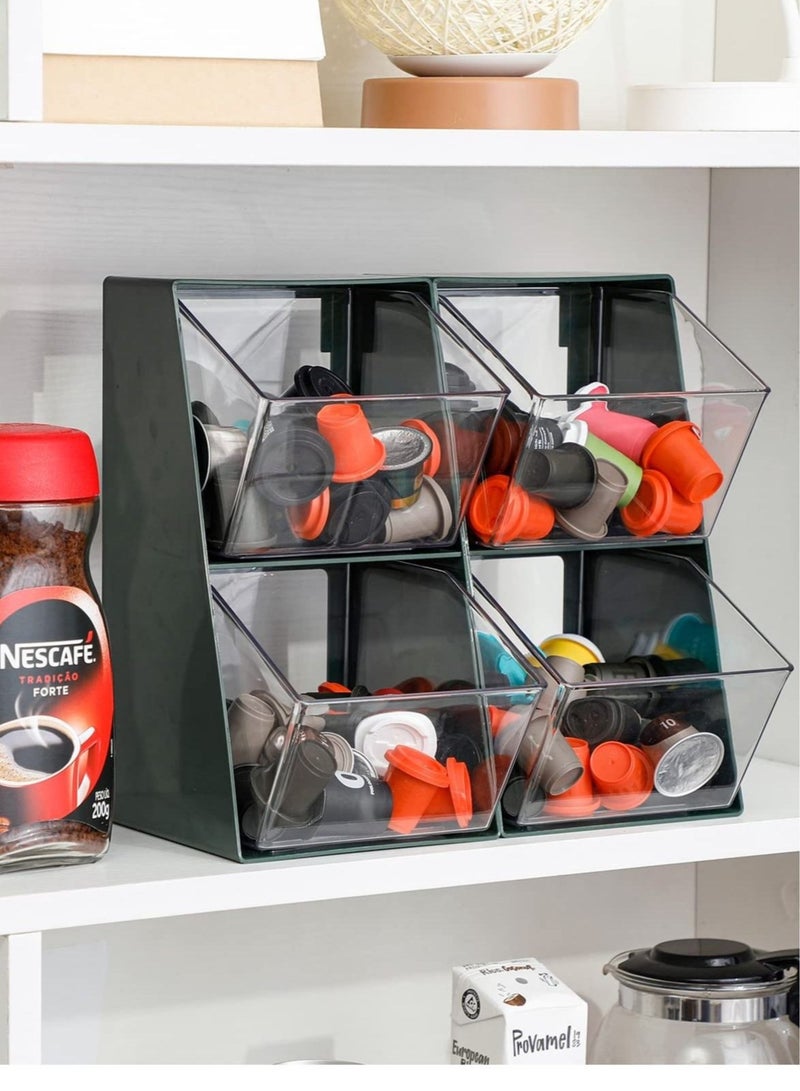 MIXDE 2 Pack Coffee Pod Holder, Plastic Coffee Bar Accessories and Organizer for K Cups, Tea Bags, Creamer, Sugar Bags, Capsule, Clear Coffee Station Storage for Home Office Counter  - Image 3
