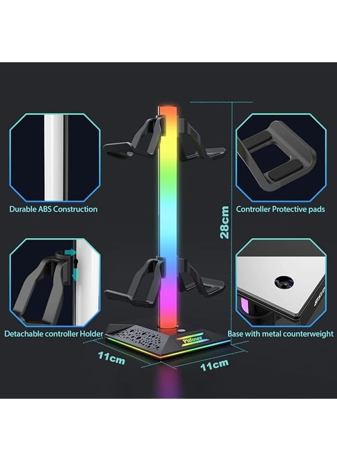 DMG TECH Rgb Gaming Controller Holder Headphone Stand With 2 Usb Charging And 1 Type C Controller Stand With 10 Light Mode And Memory Feature Universal Headset Stand Accessories For Desk Gamers  - Image 5
