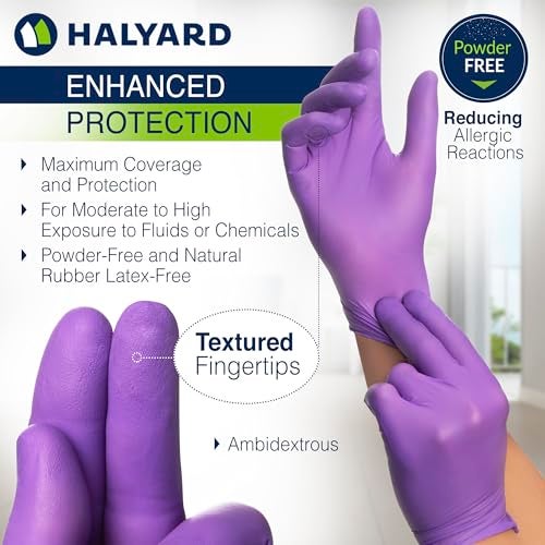 HALYARD PURPLE NITRILE Exam Gloves, Powder-Free, Non-Sterile, 5.9 mil, 9.5 Inches, Purple, Size Medium, 55082 (Box of 100) - Image 2