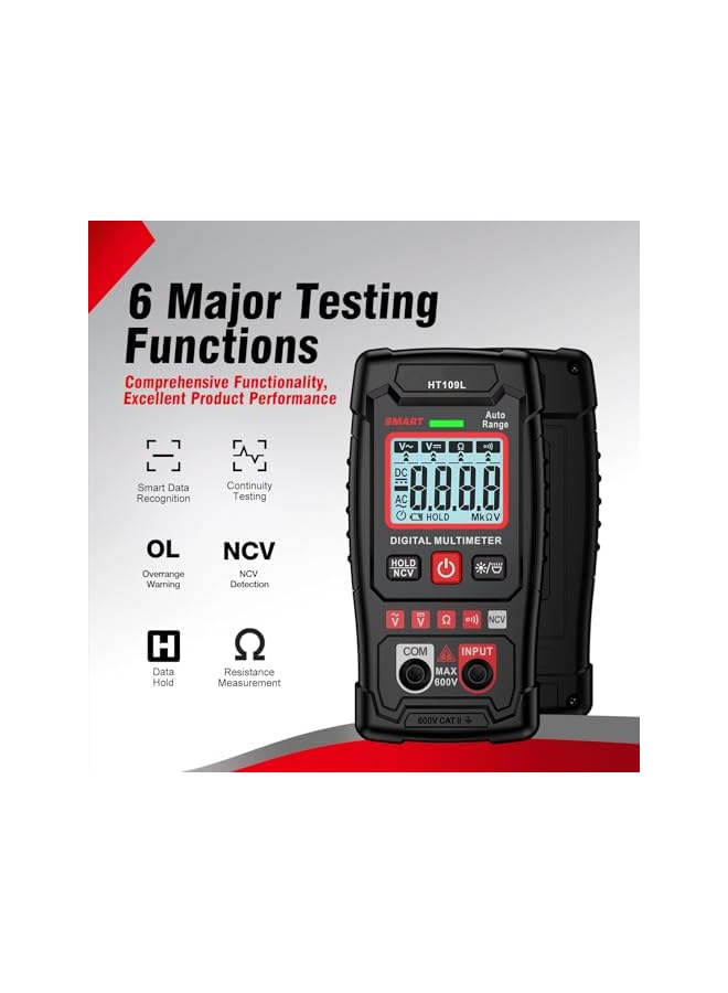 promass Digital Multimeter Tester, 4000 Counts Smart Measurement with Non-Contact Voltage, AC/DC Voltage, Resistance, Diodes, Continuity, and Live Wire Testing Functions - Image 3