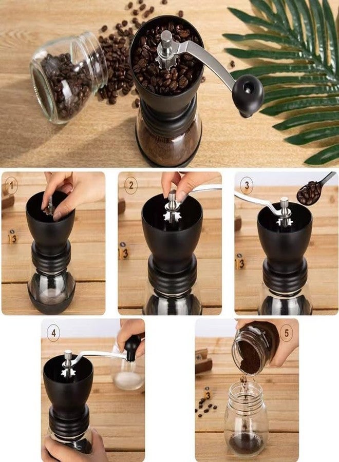 مطحنة قهوة يدوية، ماكينة قهوة تعمل باليد بهيكل زجاجي، أسود - Image 3