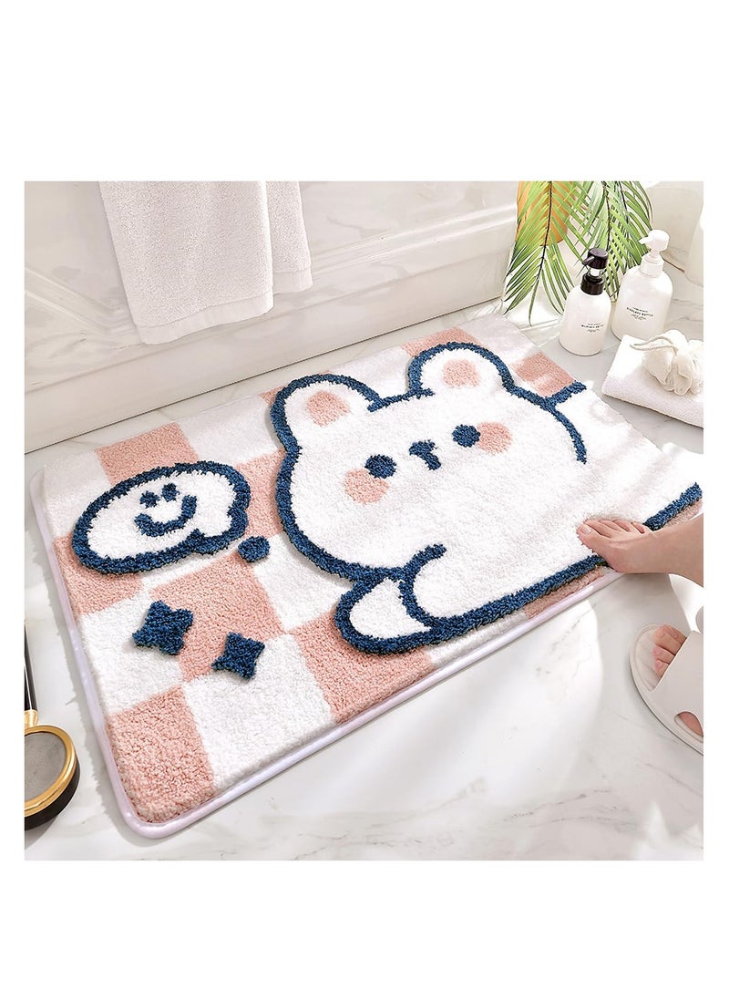 SYOSI Animal Bathroom Rug Mat Extra Soft and Absorbent Bath Rugs Machine Wash Dry Non Slip Carpet for Tub Shower Room Rabbit 16x24In  - Image 1