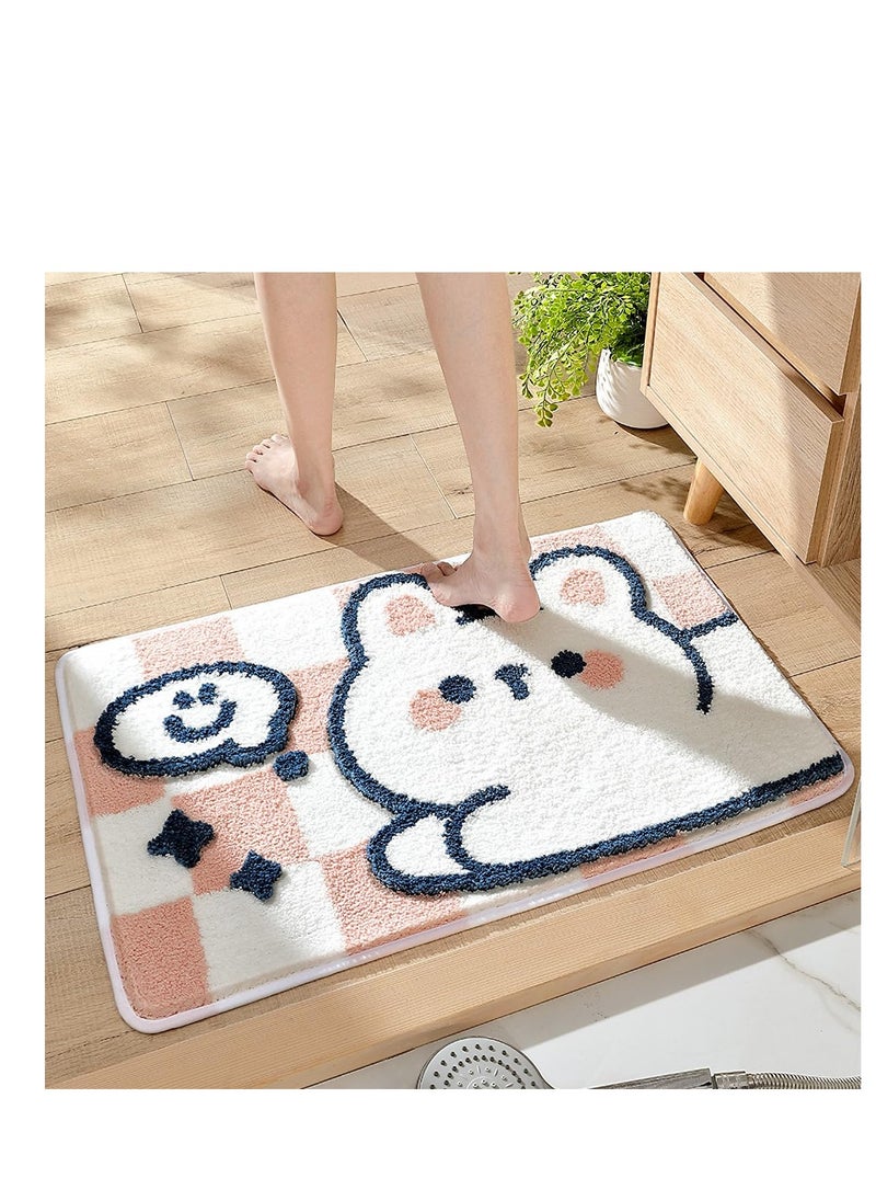 SYOSI Animal Bathroom Rug Mat Extra Soft and Absorbent Bath Rugs Machine Wash Dry Non Slip Carpet for Tub Shower Room Rabbit 16x24In  - Image 2