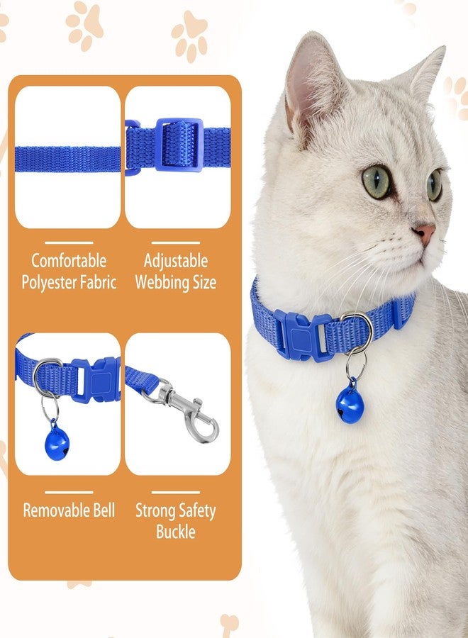 AOZUO 48 Pcs Small Dog Collar and Leash Set, Soft Nylon 8-14 Inch Adjustable Puppy Cat Kitten Collars with Bell Walking Training Rope for Newborn Small Pet (Multicolor, Solid Pattern) - Image 4