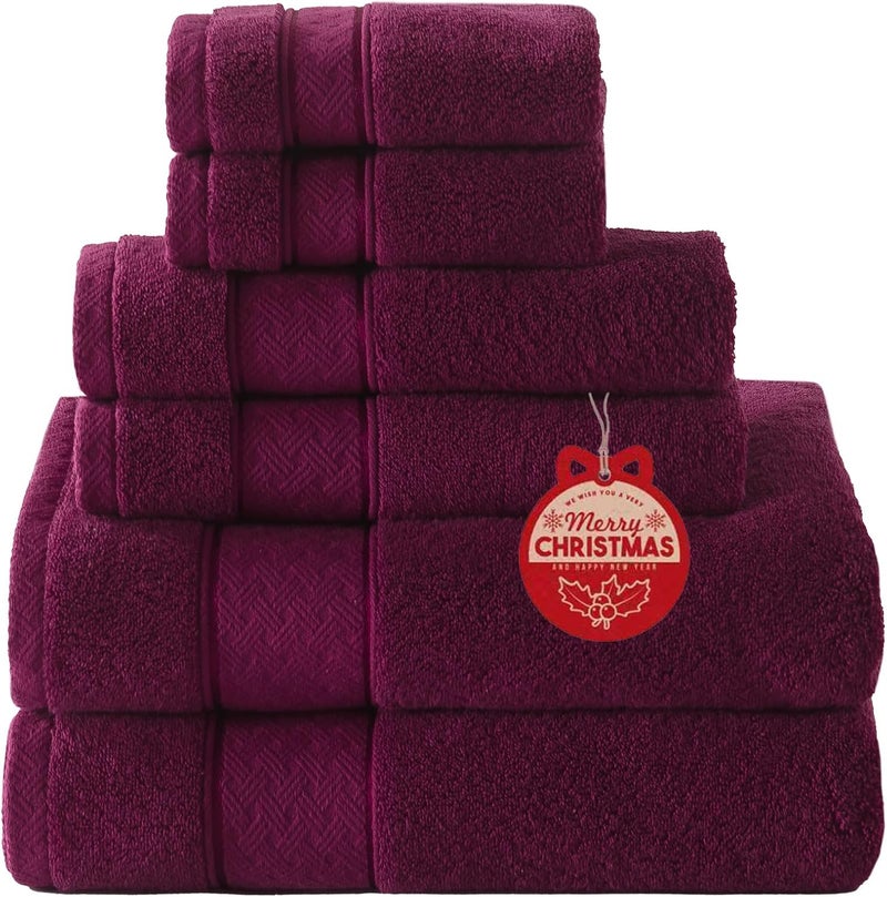 COZYART Burgundy Bath Towel Set 6 Piece, 2 Bath Towels 2 Hand Towels 2 Washcloths, Luxury 100% Turkish Cotton 650GSM Hotel Quality, Soft, Absorbent, Towel Sets for Bathroom - Image 1