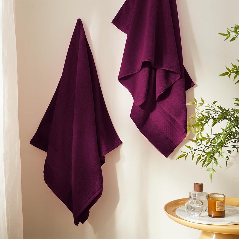 COZYART Burgundy Bath Towel Set 6 Piece, 2 Bath Towels 2 Hand Towels 2 Washcloths, Luxury 100% Turkish Cotton 650GSM Hotel Quality, Soft, Absorbent, Towel Sets for Bathroom - Image 3