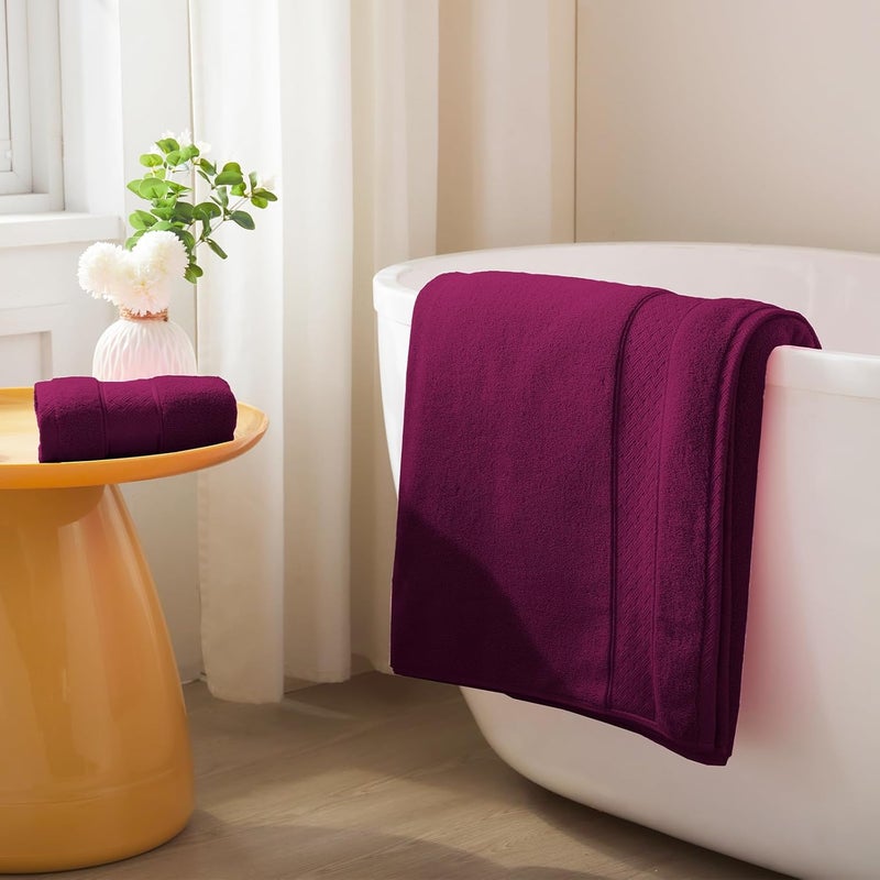 COZYART Burgundy Bath Towel Set 6 Piece, 2 Bath Towels 2 Hand Towels 2 Washcloths, Luxury 100% Turkish Cotton 650GSM Hotel Quality, Soft, Absorbent, Towel Sets for Bathroom - Image 2