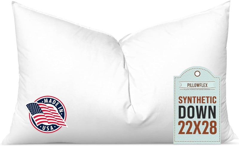 PILLOWFLEX Synthetic Down Pillow Insert - 22x28 Down Alternative Pillow, Ultra Soft Oversized Standard Bed Sleeping Pillow, Large Rectangle Sham - 1 Decorative Pillow Form - Image 1