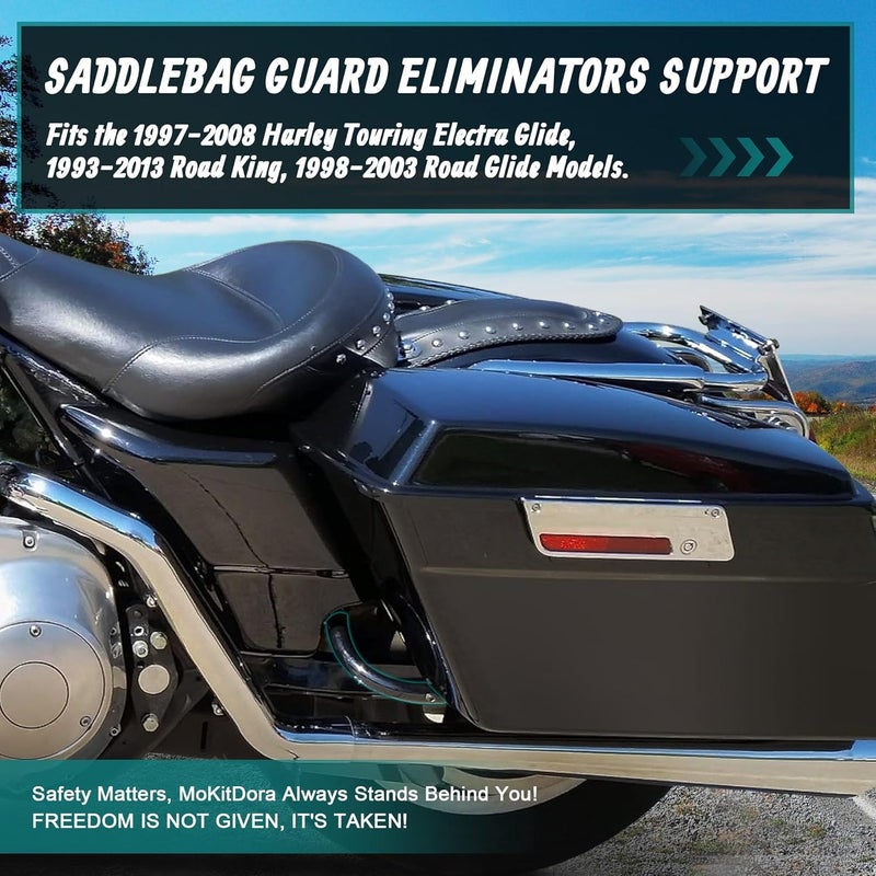 MoKitDora Harley Saddlebag Guards Eliminator Brackets for 1997-2008 Touring Electra Glide, 1993-2013 Road King, 1998-2003 Road Glide - Black - Image 2