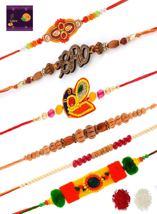 RA-Rock Multi Design 6 Rakhi Combo For Rakshabandhan, Combo of 6 Rakhi, Rakhi For Brother.