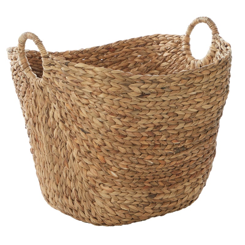 Deco 79 Deco 79 Seagrass Handmade Decorative and Functional Storage Basket Large Woven Basket Organizer with Ring Handles Basket for Storage 20 x 18 x 19 Brown 
