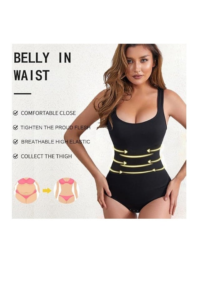 Bodysuit For Women Tummy Control Shapewear Mid-Thigh Seamless Full Body Shaper Black - Image 3