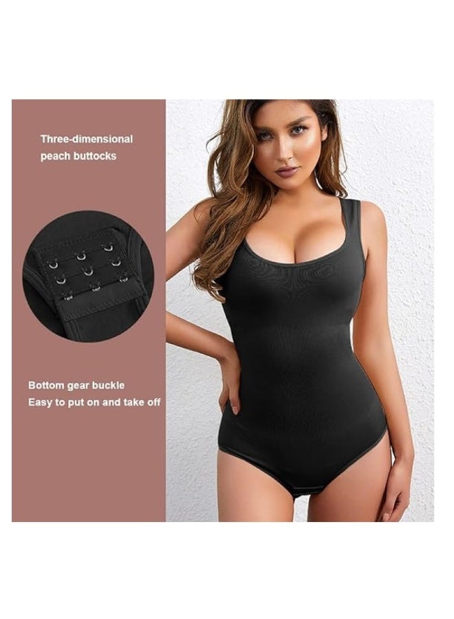 Bodysuit For Women Tummy Control Shapewear Mid-Thigh Seamless Full Body Shaper Black - Image 4