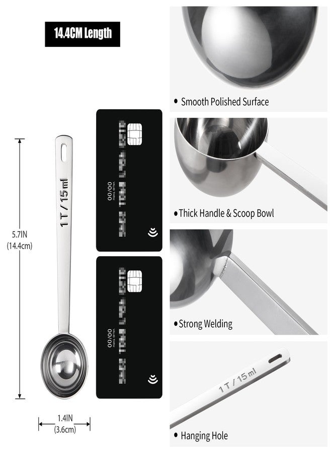 Doosu Metal Coffee Measuring Scoop, Food-Grade 18/8 Stainless Steel Coffee Beans Spoon with 10.8cm Long Handle, Tablespoon Scooper for Ground Coffee, Espresso, Protein Powders, Tea, Sugar (1 Tbsp) - Image 2