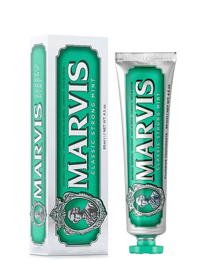 Marvis Classic Strong Mint Toothpaste 85ml, Sensational Flavoured Toothpaste Helps Remove Plaque with Long Lasting Freshness - Image 1