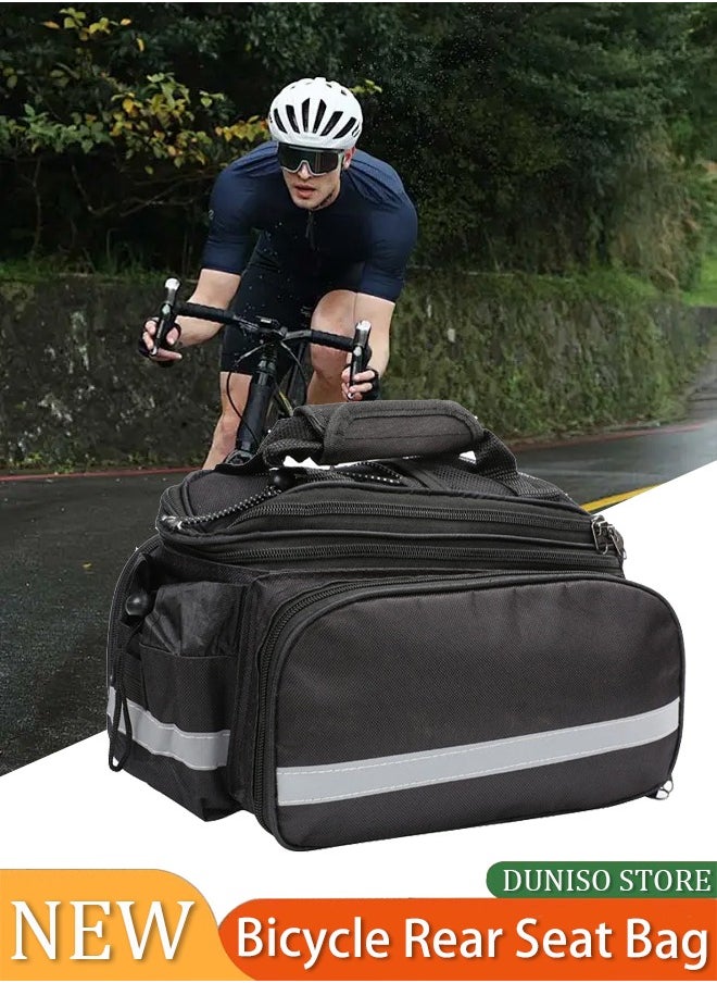 Generic Bicycle Rear Seat Bag With Rain Cover,Bike Trunk Bag, Waterproof Luggage Bicycle Rack Rear Carrier Bag with Rain Cover, Bike Rear Seat Bag for Cycling, Traveling, Commuting, Camping and Outdoor  - Image 1