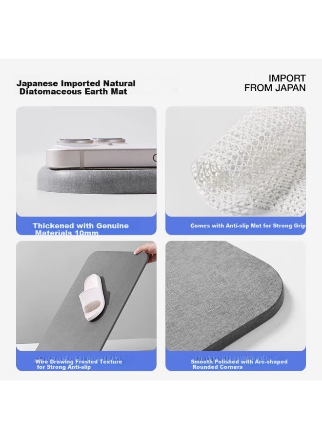 Zichen Hard Diatomaceous Earth Absorbent Mat, Bathroom Floor Mat, Entrance Mat, Non-slip Quick-drying Foot Mat For Home Use, Toilet Mat - Image 2