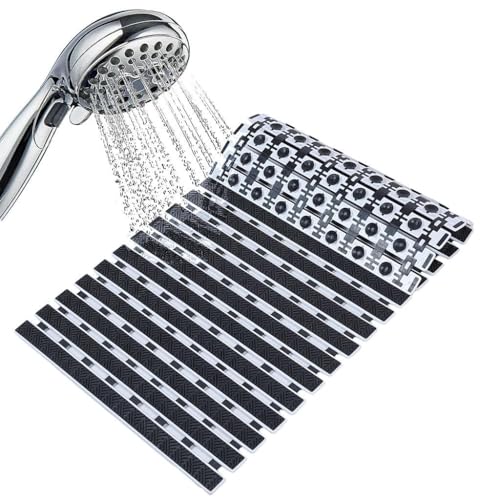 JUGTE PVC Shower Mat Anti Slip Shower Mat, Bathtub Mat with Suction Cups and Drain Holes, Anti-Skid Plastic PVC Rubber mats for Floor mat (Black) - Image 5