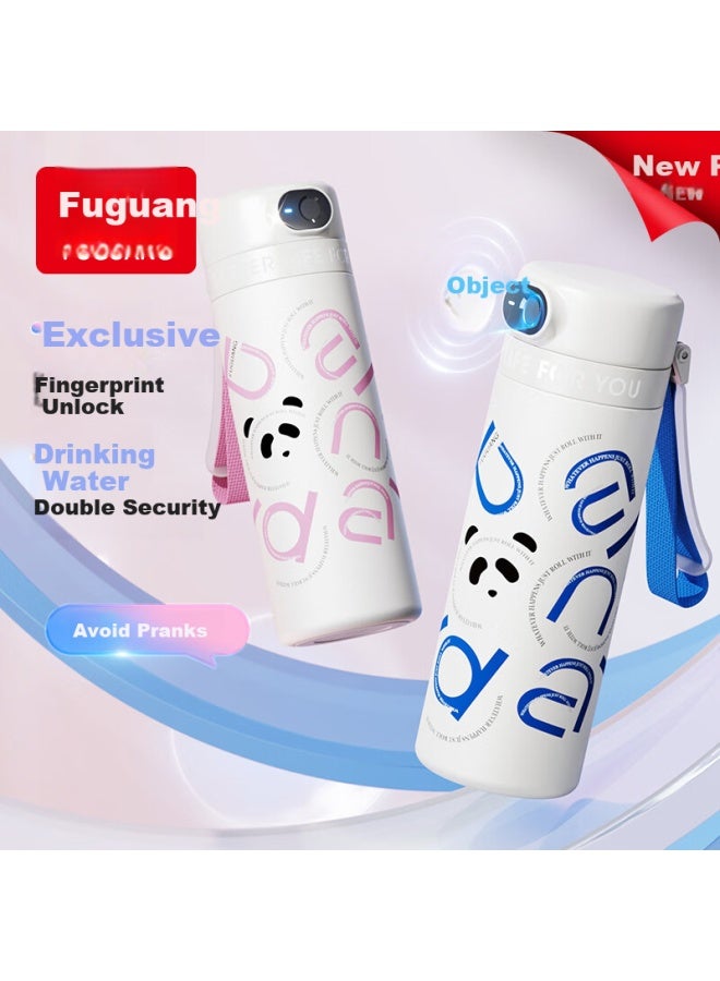 Fga Fuguang Intelligent Fingerprint Unlock Password Children's Insulated Cup, Boys And Girls Elementary School Students Straw Water Bottle, Holiday Gift, Pink - Image 1