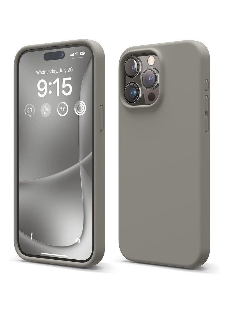 أكاليكس جراب سيليكون متوافق مع iPhone 15 Pro Max، جراب هاتف سيليكون سائل رفيع مع طبقات مطاطية ناعمة، مصد مقاوم للصدمات مع بطانة من مادة TPU (رمادي متوسط) - Image 1