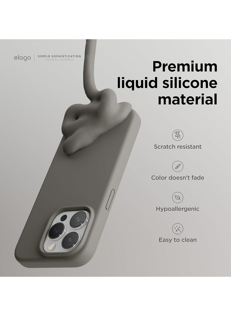 أكاليكس جراب سيليكون متوافق مع iPhone 15 Pro Max، جراب هاتف سيليكون سائل رفيع مع طبقات مطاطية ناعمة، مصد مقاوم للصدمات مع بطانة من مادة TPU (رمادي متوسط) - Image 4