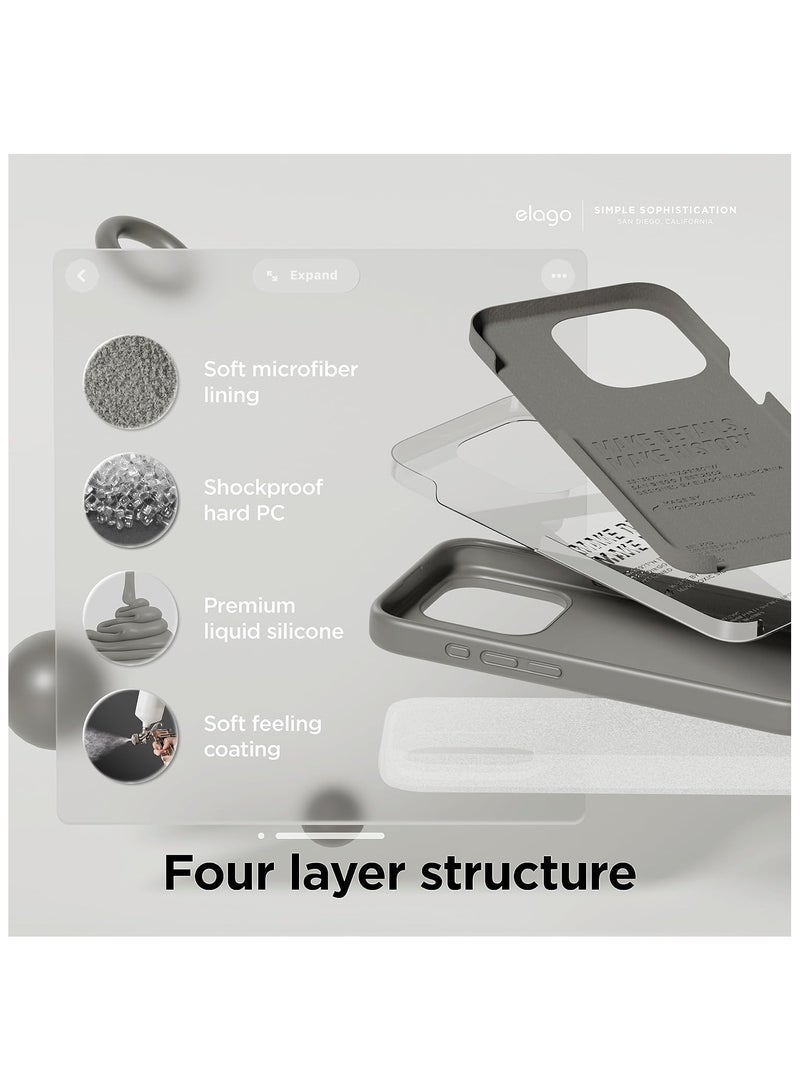 أكاليكس جراب سيليكون متوافق مع iPhone 15 Pro Max، جراب هاتف سيليكون سائل رفيع مع طبقات مطاطية ناعمة، مصد مقاوم للصدمات مع بطانة من مادة TPU (رمادي متوسط) - Image 3