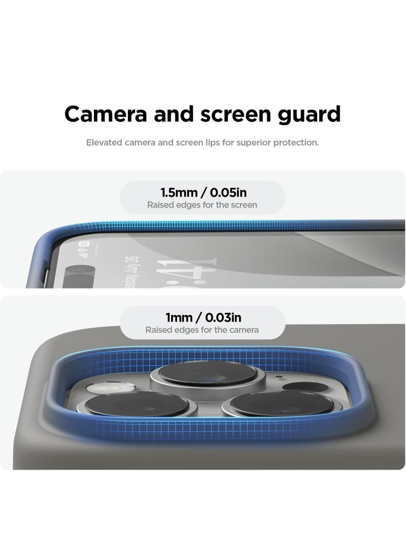 ACLIX Premium Liquid Silicone Case for iPhone 15 Pro Max Slim Fit, Soft Touch with Microfiber Lining & Enhanced Camera Protection - Durable & Anti-Fingerprint | Medium Grey - Image 4