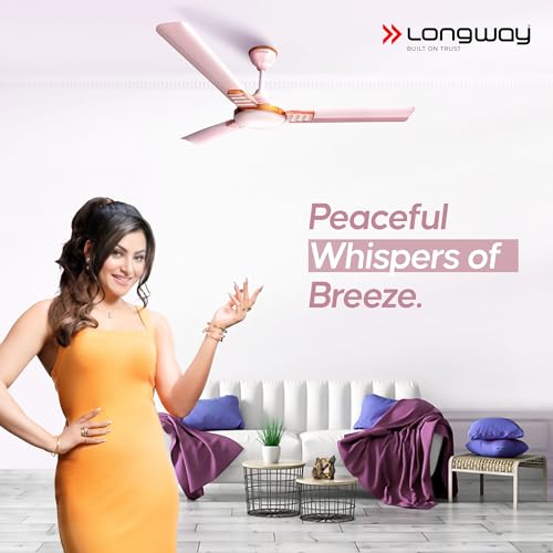 LONGWAY Wave P1 1200 mm/48 inch Ultra High Speed 3 Blade Anti-Dust Decorative Ceiling Fan 2 Years Warranty (Rusty Pink, Pack of 1) - Image 2