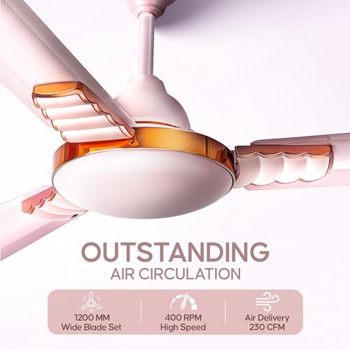LONGWAY Wave P1 1200 mm/48 inch Ultra High Speed 3 Blade Anti-Dust Decorative Ceiling Fan 2 Years Warranty (Rusty Pink, Pack of 1) - Image 3