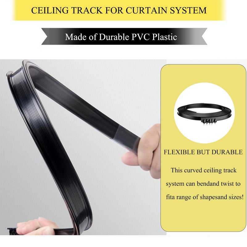 LuminBarrier Room Divider Curtain Sets with Bendable Ceiling Track, 95% Blackout Total Privacy Ceiling Track Curtains Floor to Curtains Track Kits 8.33 ft Wide x 7 ft Tall, Black, 1 Panel - Image 4