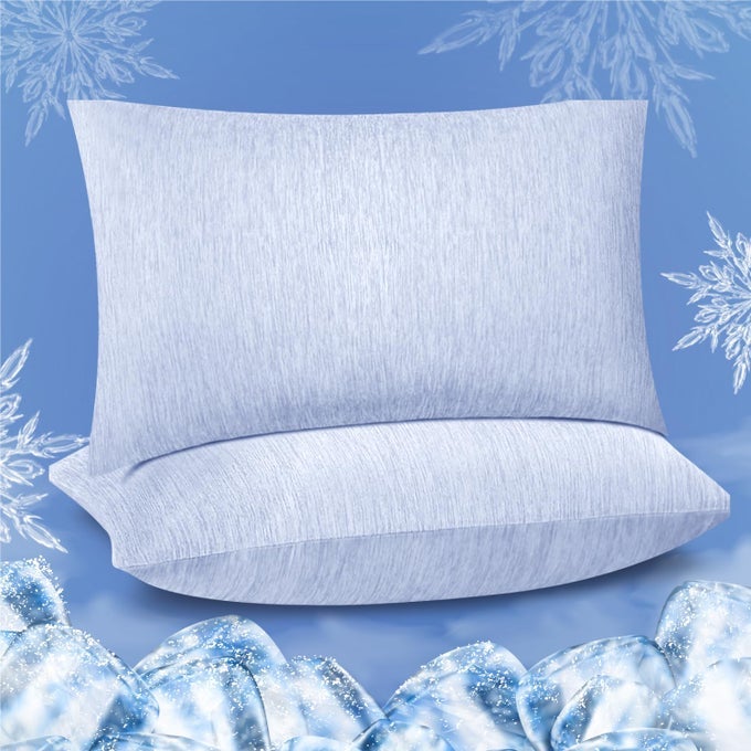 COOLING PILLOW CASES FOR HOT SLEEPERS 2 PACK STANDARD SIZE BREATHABLE COOLING PILLOW COVERS WITH HIDDEN ZIPPER BOTH SIDES QMAX045 IDEAL FOR NIGHT SWEATS BLUE