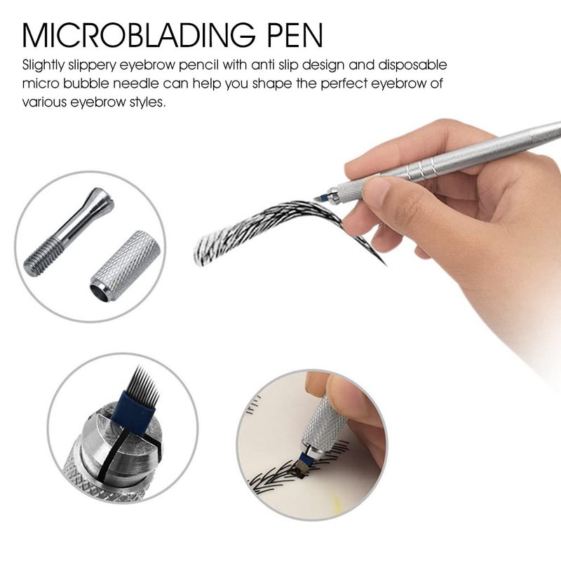 M'AYCREATE MAYCREATE® Microblading Eyebrow Pen Needle Kit with Finger Gloves Black Tattoo Ink for Practicing Practise Skin Tool for New Beginners 3PCS - Image 3