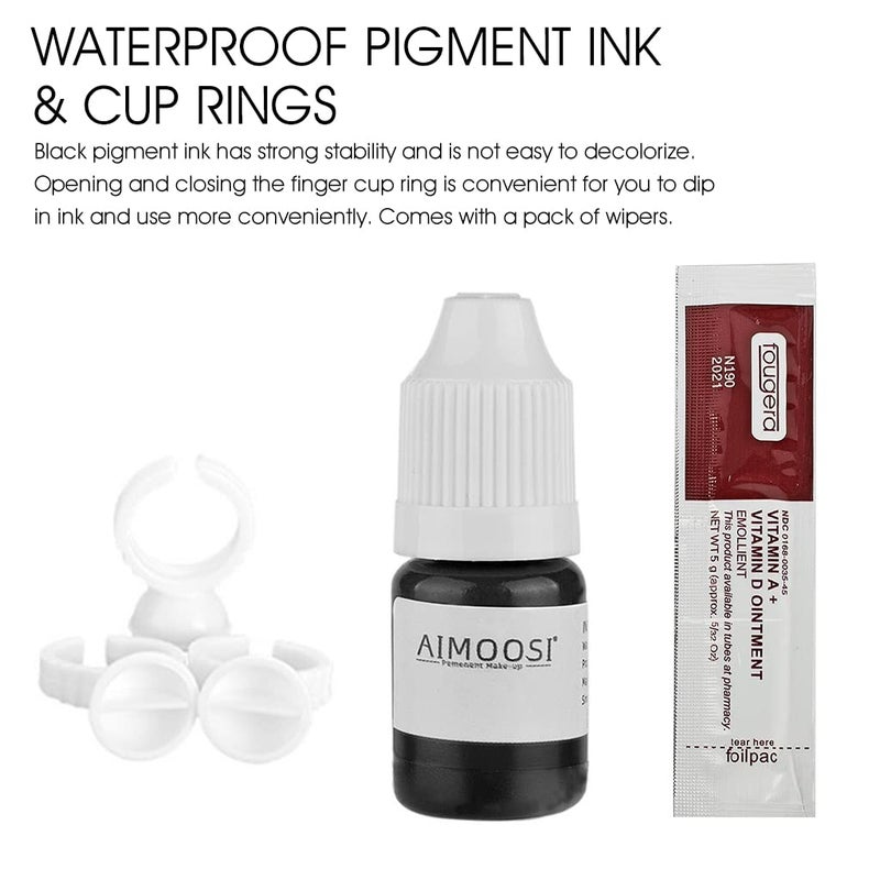 M'AYCREATE MAYCREATE® Microblading Eyebrow Pen Needle Kit with Finger Gloves Black Tattoo Ink for Practicing Practise Skin Tool for New Beginners 3PCS - Image 4