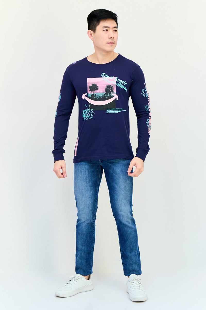 brooklyn Men Crew Neck Long Sleeves Graphic Print T-Shirt, Multicolor - Image 3
