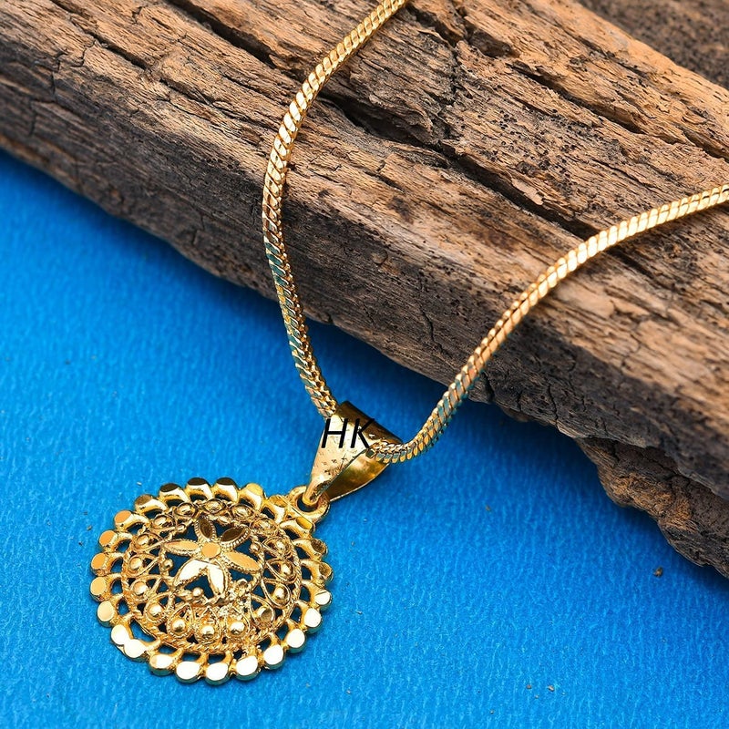 Handicraft Kottage سلسلة مطلية بالذهب 22 قيراط بوزن 1 جرام مع قلادة | أحدث وأنيقة سلسلة ذهبية مستوحاة من المشاهير / قلادة / مجموعة مجوهرات / مجوهرات عصرية للرجال والنساء والفتيات - Image 2