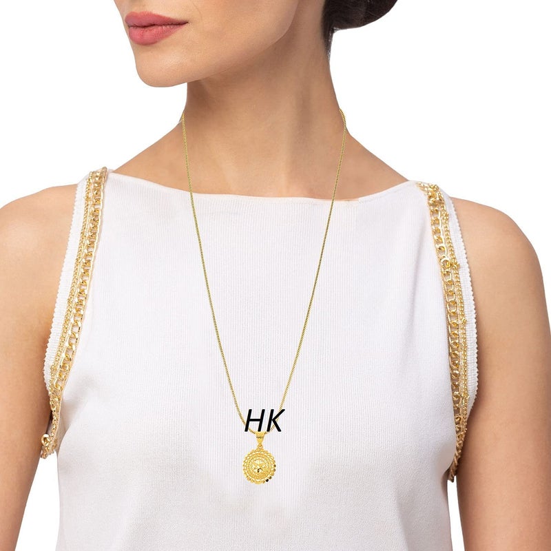 Handicraft Kottage سلسلة مطلية بالذهب 22 قيراط بوزن 1 جرام مع قلادة | أحدث وأنيقة سلسلة ذهبية مستوحاة من المشاهير / قلادة / مجموعة مجوهرات / مجوهرات عصرية للرجال والنساء والفتيات - Image 4