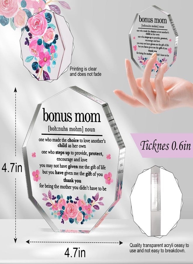 LuoHere Bonus Mom Gifts from Daughter Son Husband Best Mom Ever Gift Mothers Day Birthday Christmas Gifts for Mom Stepmom Stepmother Bonus Mom Definition Acrylic Decorative Signs Plaques - Image 3