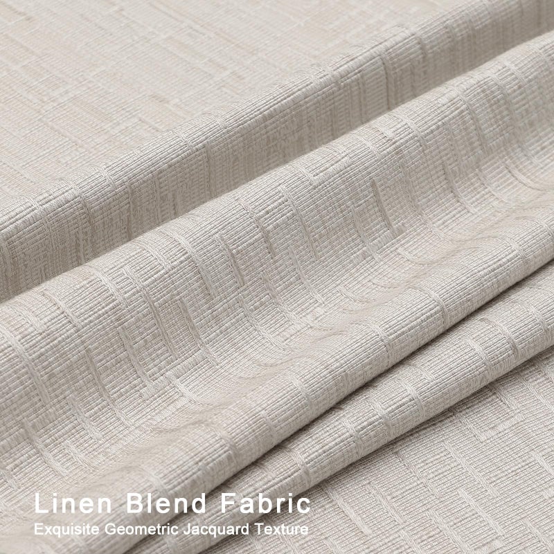 JSFLY Jacquard Linen Curtains 84 inch Length 2 Panels Thick Faux Linen Blended Window Drapes Burlap Textured Curtains with Grommet for Living Room Bedroom Farmhouse (52x84 Beige) Natural - Image 5
