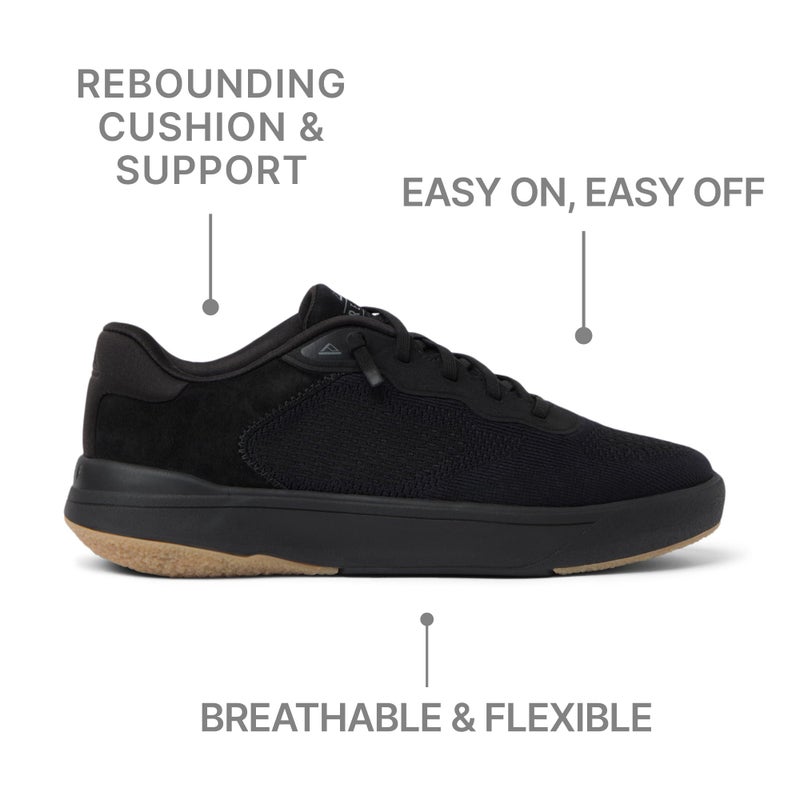 REEF Men's Shoreline Del Mar Shoe, Breathable Knit Upper, Lightweight & Flexible, Cushion Footbed, Elastic Laces, Black/Black/Gum, 9 - Image 4