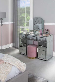 VANITY LIVING Vanity Living Palma Dressing Table with 6 Mirrored Drawers - Elegant Makeup Desk for Bedroom  - Image 1