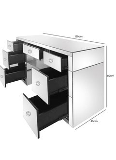 VANITY LIVING Vanity Living Palma Dressing Table with 6 Mirrored Drawers - Elegant Makeup Desk for Bedroom  - Image 4