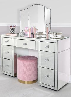 VANITY LIVING Vanity Living Palma Dressing Table with 6 Mirrored Drawers - Elegant Makeup Desk for Bedroom  - Image 2